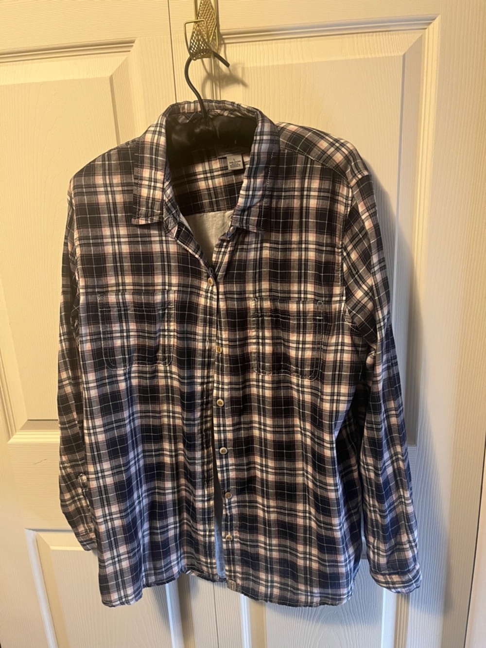 G.H. Bass & Co. Black, White and Gray Plaid Button-Up Shirt